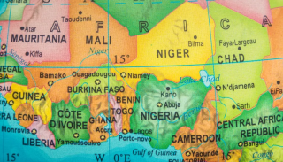 Multicoloured map of Africa 