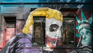 graffiti of Donald Trump dressed as the joker